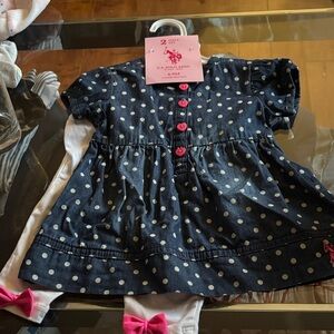 Polo by Ralph Lauren Navy and White Polka Dot Kids Set
